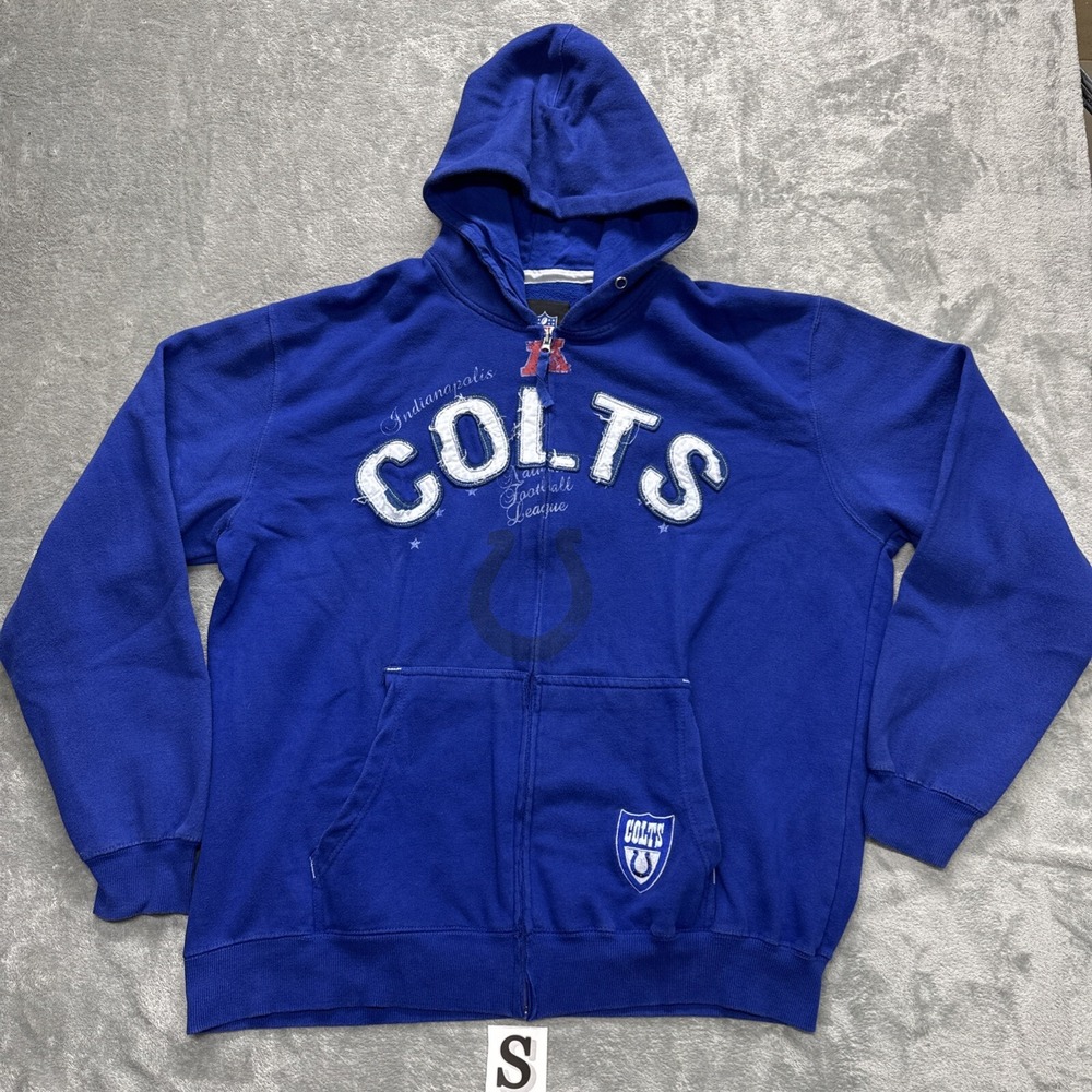 Indianapolis Colts Mens Sz 2XL Full Zip Hoodie Sweatshirt NFL Hands High Blue